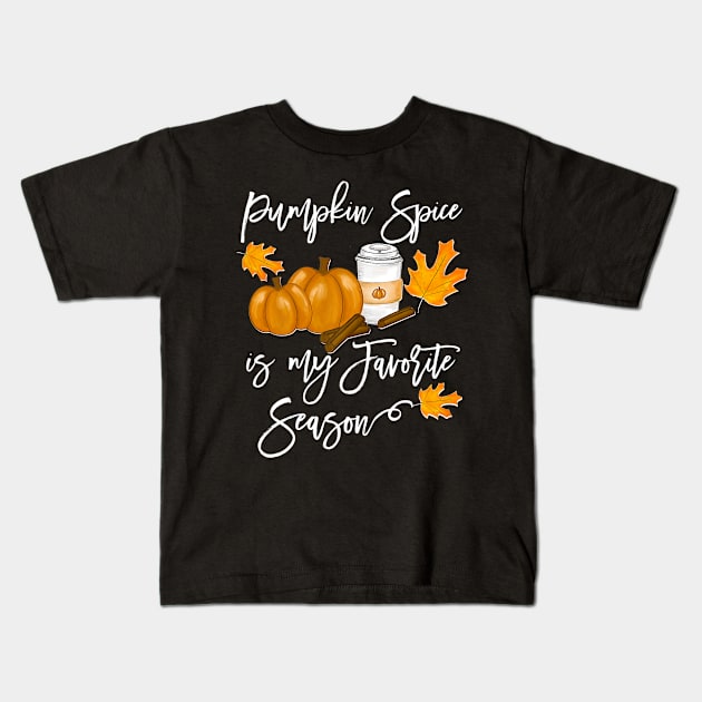 Thanksgiving Pumpkin Spice is my Favorite Season Kids T-Shirt by everetto